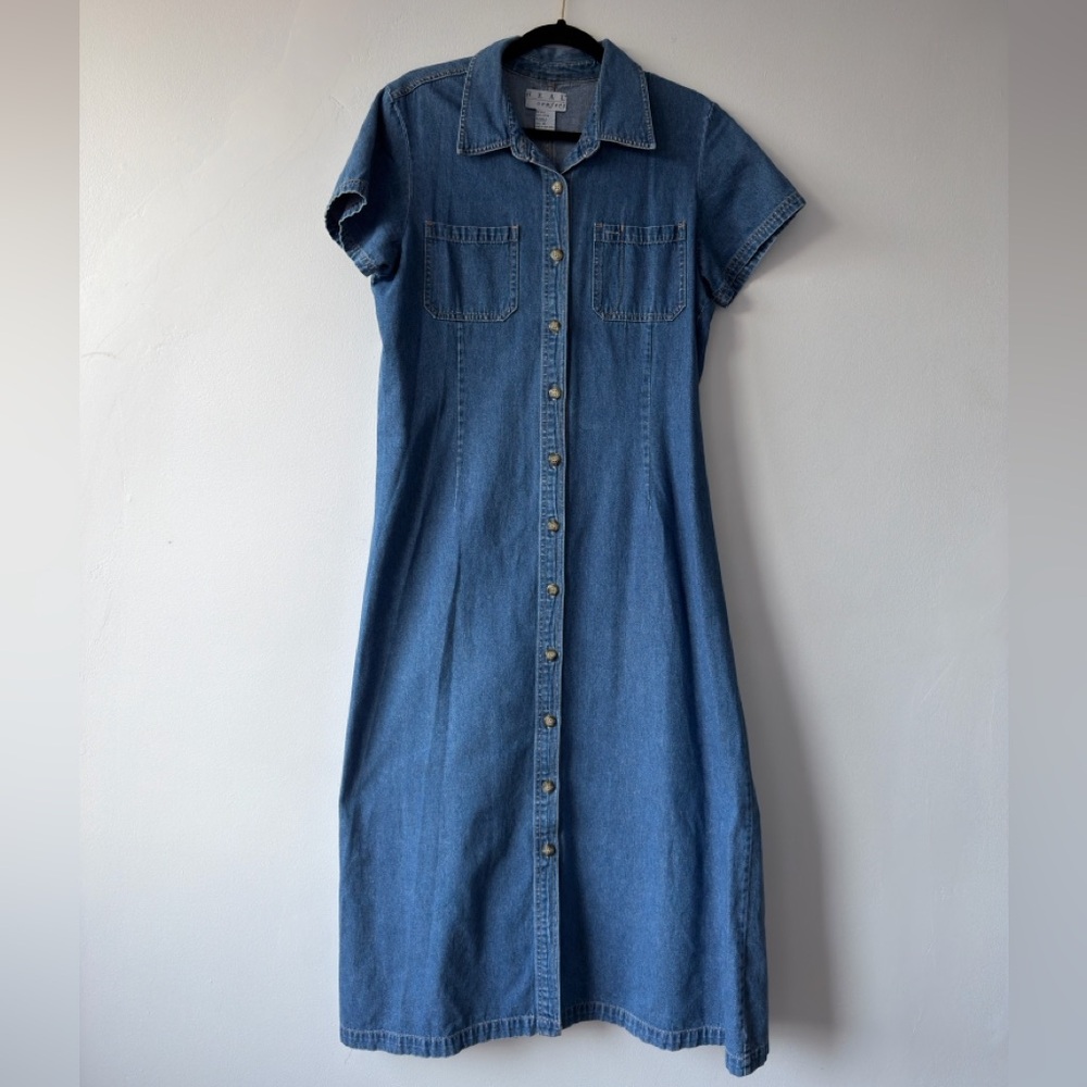 Classic Blue Denim Midi Dress